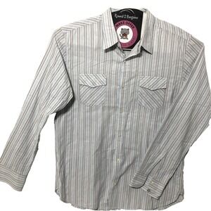 BKE Shirt Mens 2XL Blue Gray White Button Up Slim Fit Western Cowboy Trucker XXL